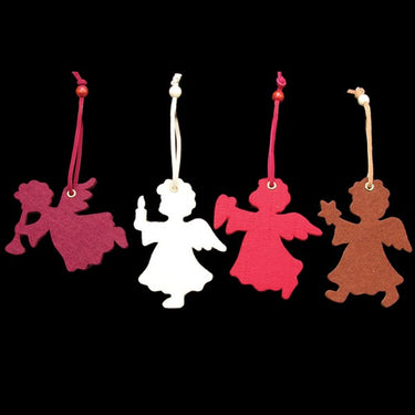 Club Pack of 24 Angels Holding a Heart, Candle, Star and Flute Assorted Colors Felt Ornaments